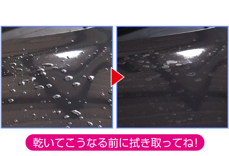 乾いてこうなる前に拭き取ってね!